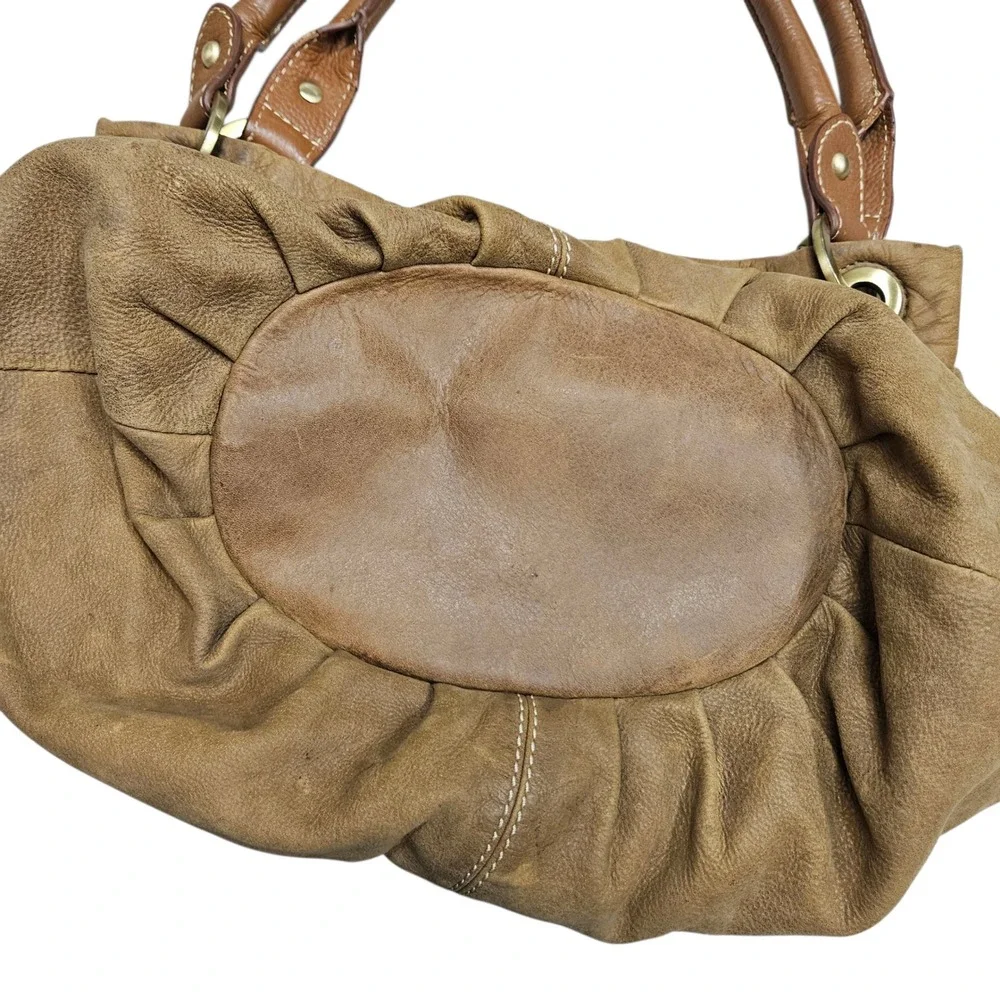 Coldwater Creek Genuine Leather‎ Hobo Shoulder Bag Distressed Tan Brown